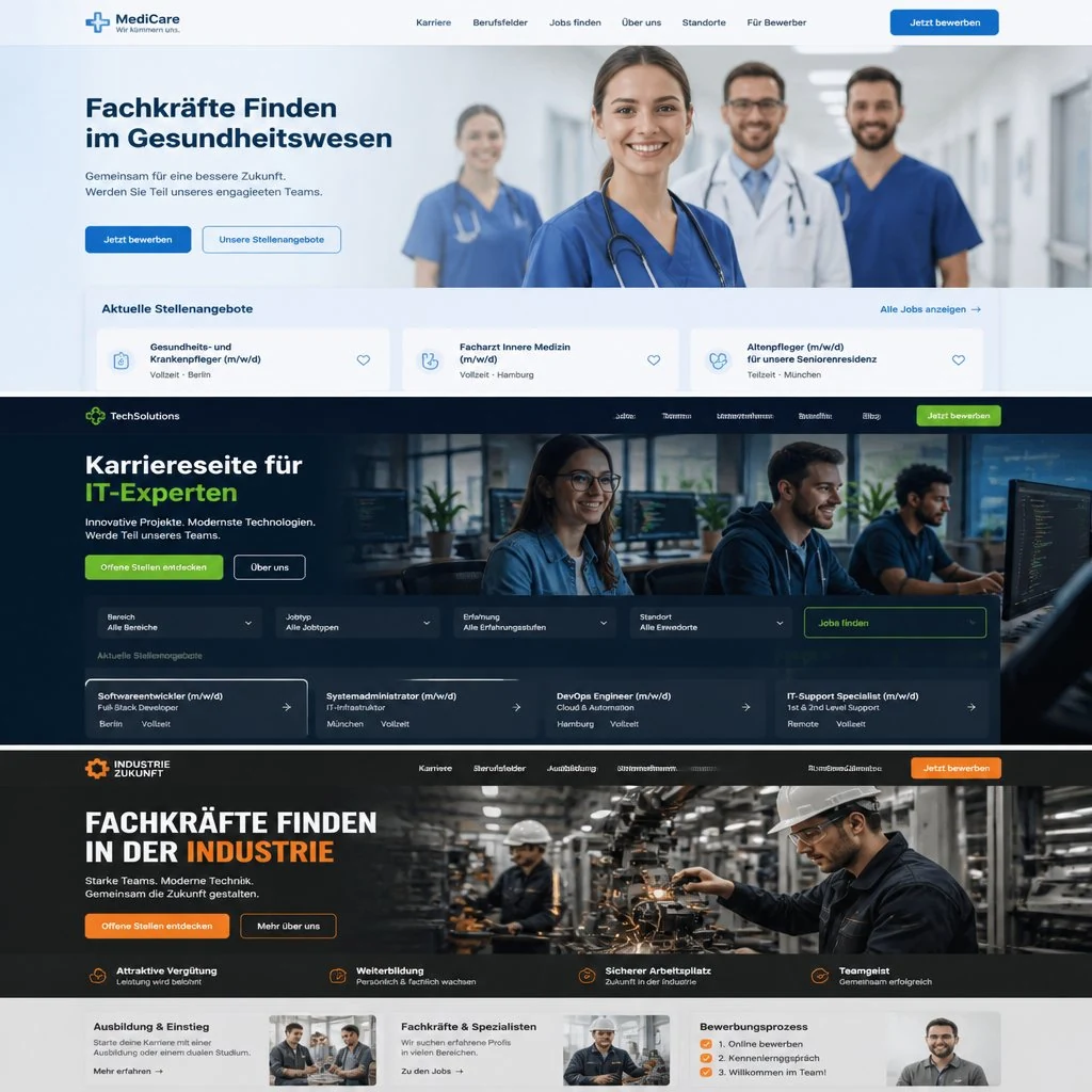 Beispielswebsites um Fachkräfte zu finden